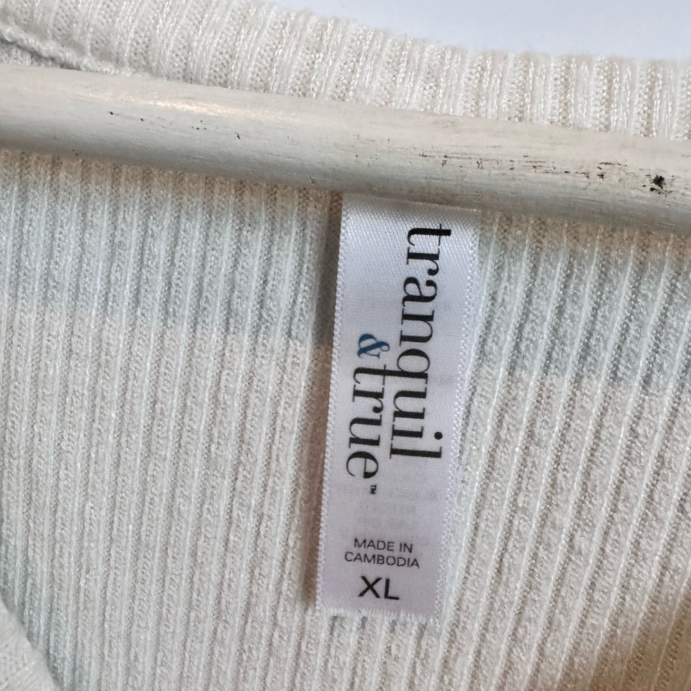 Tranquil & True Cream Ribbed Sleeveless Top and Pants Pajama Set Size L, XL - Picture 4 of 10